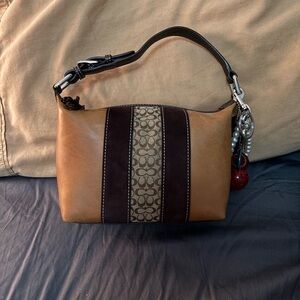 Coach Brown and Tan Leather/Suede Mini Bag